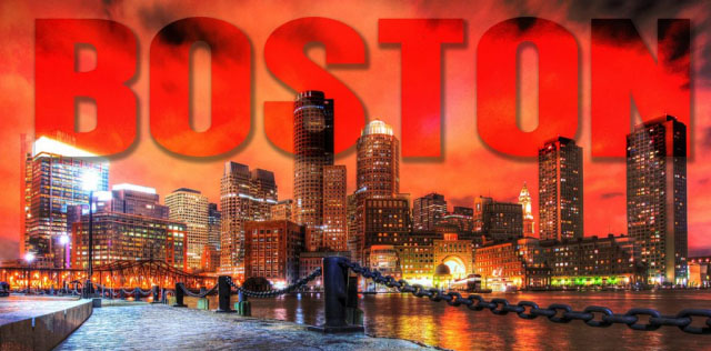 Boston City with Text 1 - Stock Photos, Pictures & Images