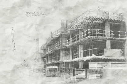 Construction Project Sketch B&W Image - Stock Photos, Pictures & Images