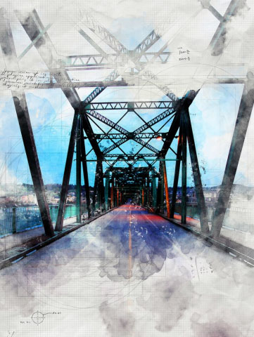Old Saguenay City Bridge Sketch Image
