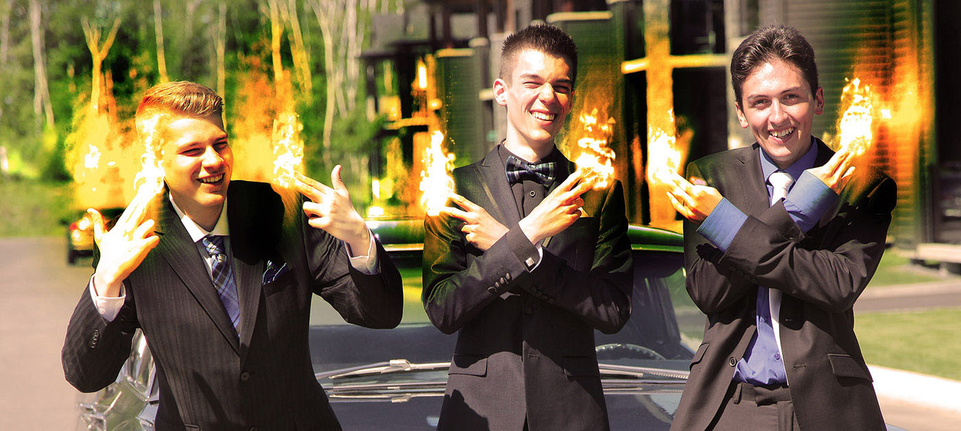 Young Men with Fingers on Fire - Stock Photos, Pictures & Images