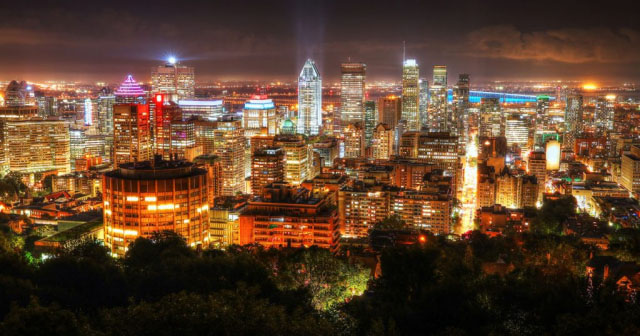 2020 Montreal City Sight at Night From Mount Royal Lookout - Stock Photos, Pictures & Images