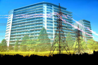Urban Residential Building Electrification Concept - Stock Photos, Pictures & Images