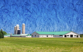 Large Modern Farm and Wheat Field Photo Montage - Just Colorful Stock Photos and Animations for all your Projects.