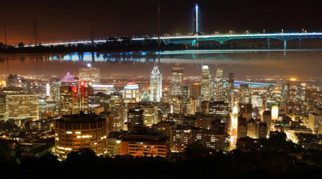 Montreal City and Bridge Photo Montage at Night