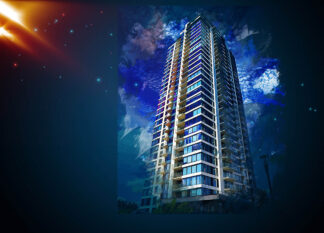 Highrise Condos Art Background with Copyspace - Just Colorful Stock Photos and Animations for all your Projects.