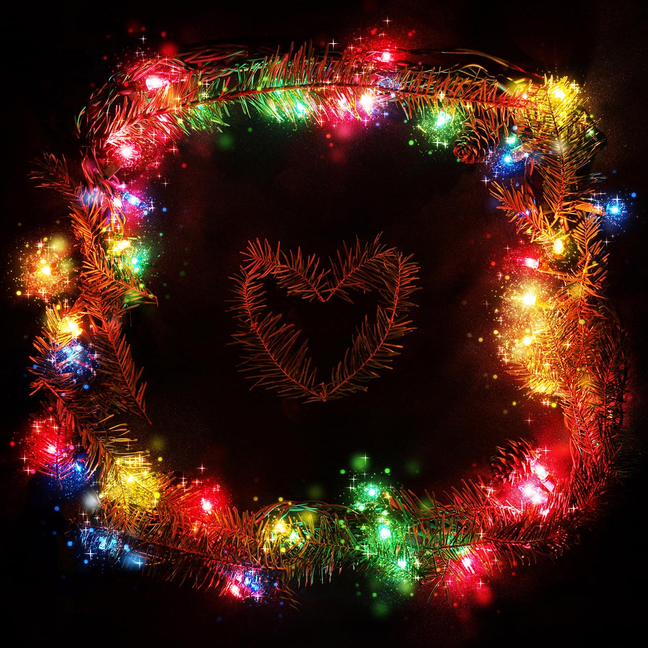 Square Christmas Lights with Heart Inside