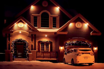 Cozy Winter Home at Night - Just Colorful Stock Photos and Animations for all your Projects.