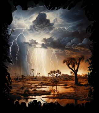 Desert Thunderstorm Lightning Fine Art