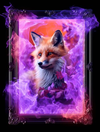 Red Fox in Burning Frame Artwork