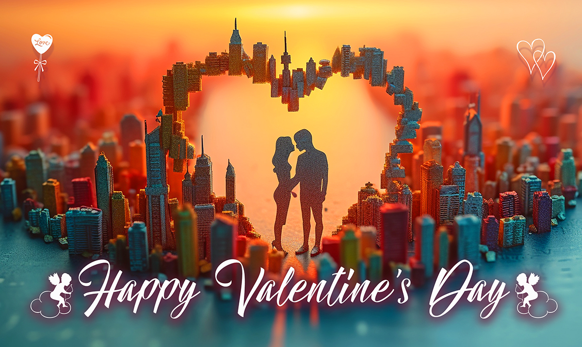 Happy Valentine's Day - Urban Couple in Heart